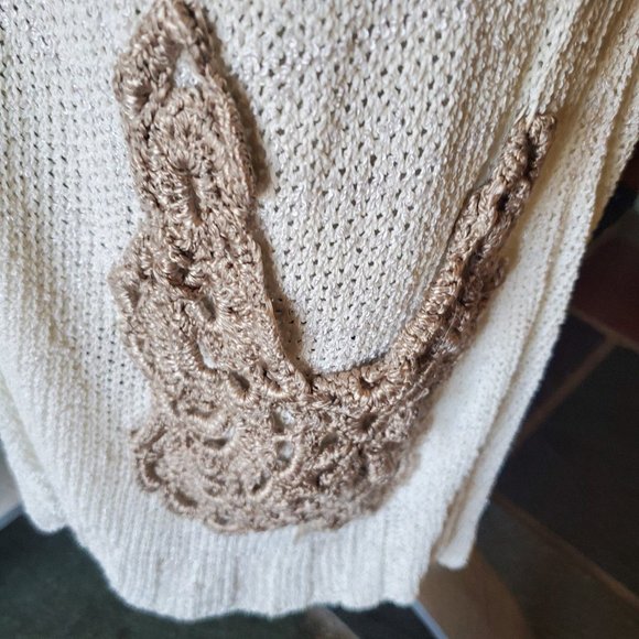 Mon Tricot vintage Boho sleeveless knit Tunic Cardigan Sweater/swim cover O/S - Picture 4 of 6